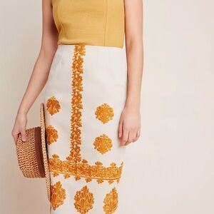 Verona Embroidered Pencil Skirt by Anthropologie - Size 8